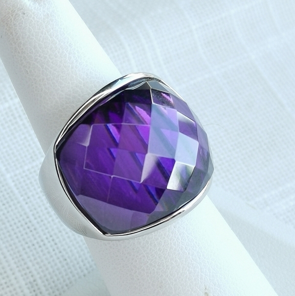 Swarovski Faceted Purple Crystal dome ring size 7 🆕 - Picture 5 of 5